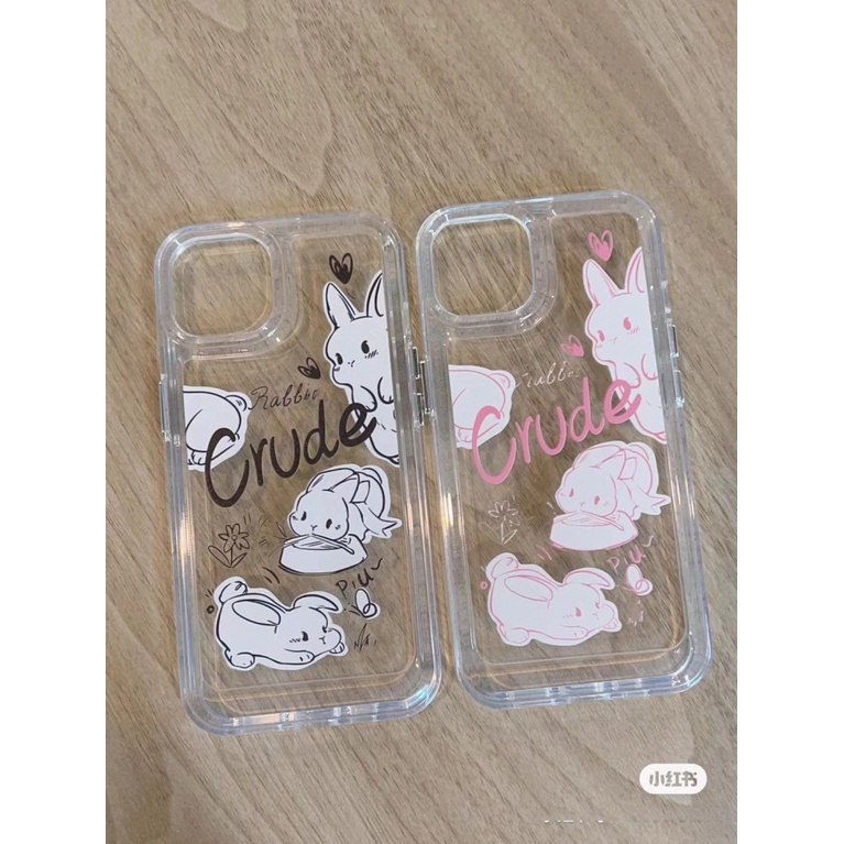 ✅Ốp Điện Thoại Trong Suốt In Hình Thỏ Và Sách Nhỏ Dễ Thương Cho iPhone 14 13Pro 12 / 11 6XYL