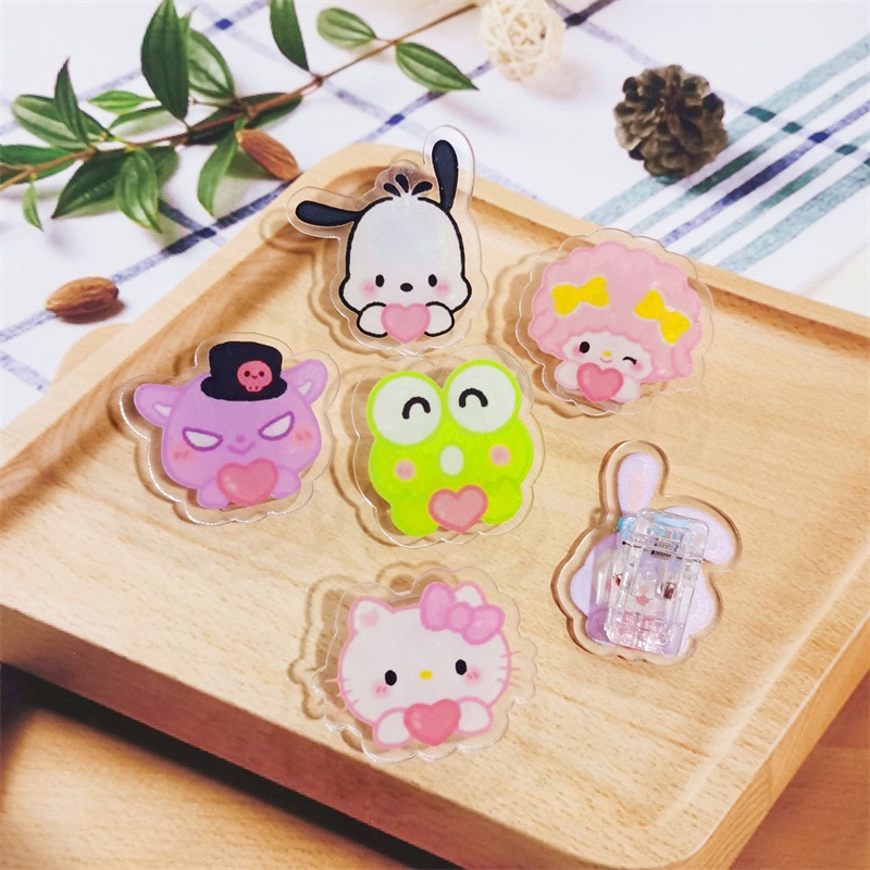 Kẹp Giấy Ăn Nhẹ sanrio kuromi cinnamoroll melody Dễ Thương Bằng acrylic Một Mặt Kẹp Giấy pp Cho Học Sinh