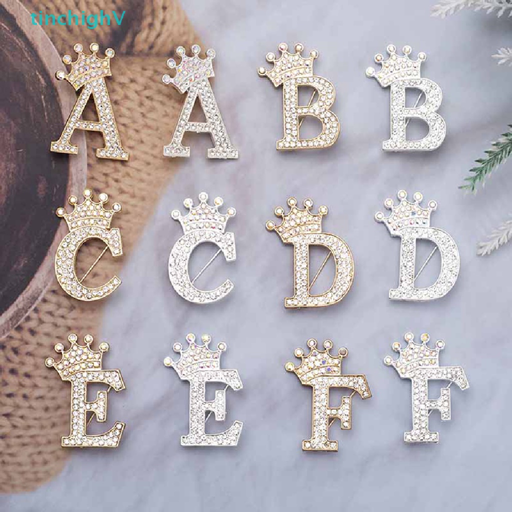 Ghim Cài Áo Hình Vương Miện 26 Chữ Cái Đính Đá Pha Lê Thời Trang Cho Nữ