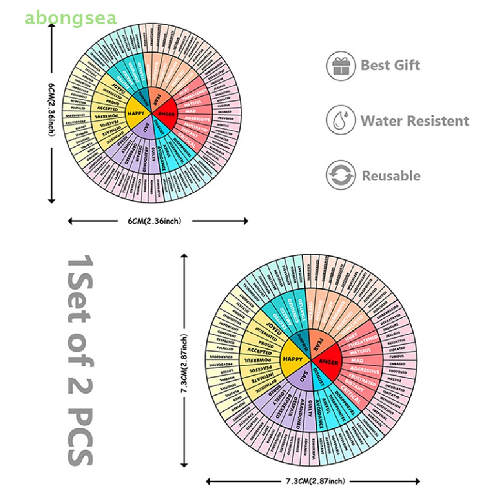 abongsea 2Pcs Feelings Wheel Vinyl Sticker Emotion Feeling Chart Emotion Wheel Stickers Nice