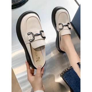 Giày sục nữ quai xích da mềm đế 4 cm
