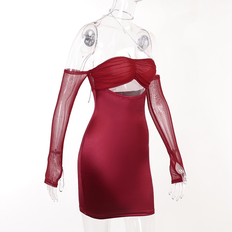 Đầm Lưới Xếp Ly Hở Vai Gợi Cảm Cho Nữ