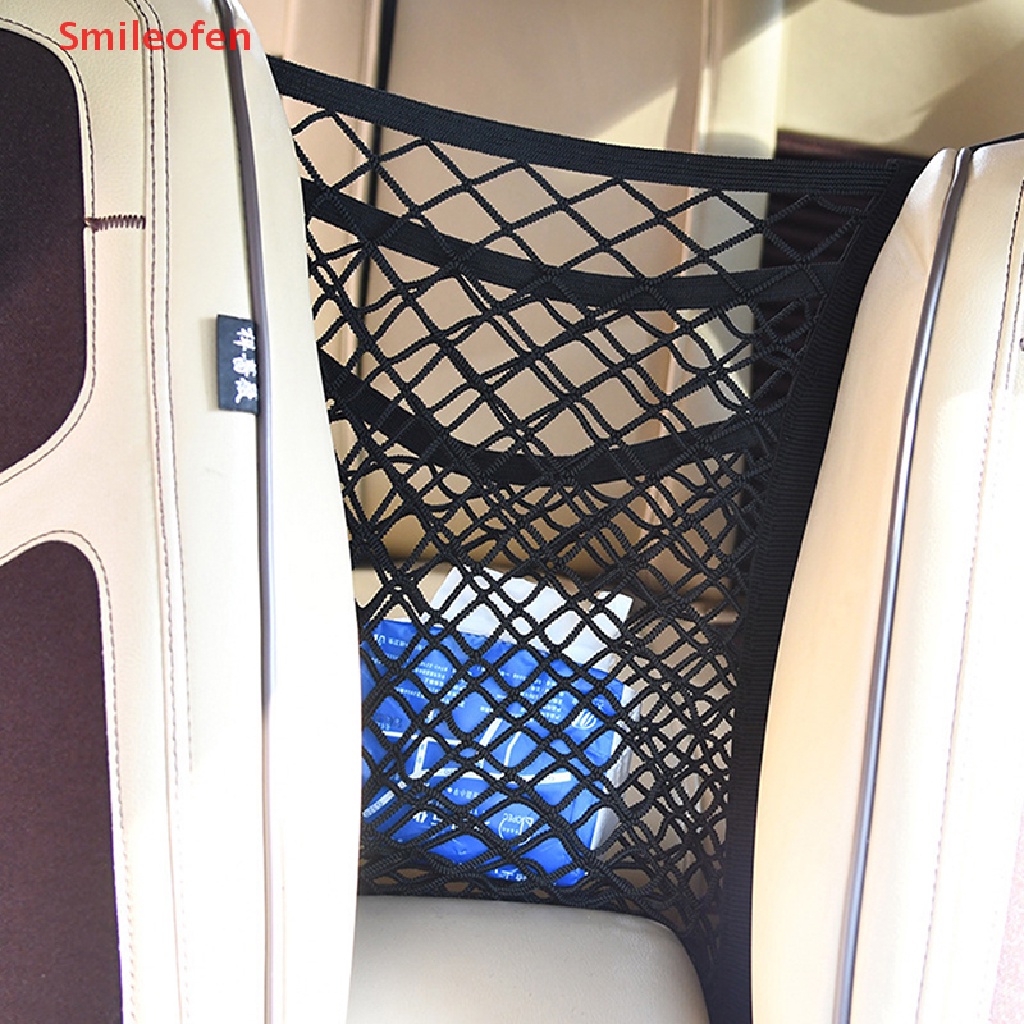 [Smileofen] Túi Lưới Co Giãn 3 Lớp Đựng Đồ Gắn Ghế Ngồi Xe Hơi Mới