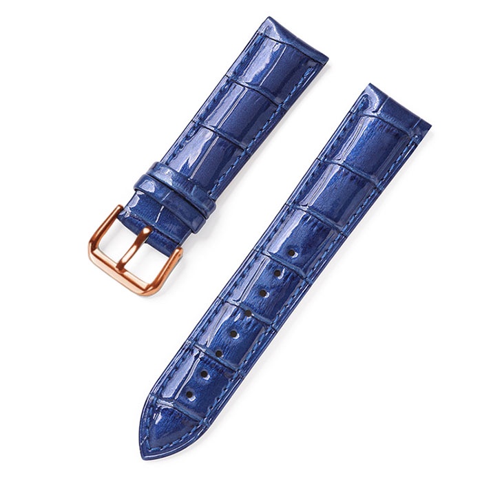 [Xanh Lam] Dây đồng hồ da bò vân cá sấu thuộc BÓNG nhiều màu BO-45 KHÓA CÀI chống thấm nước 12 14 16 18  20 22mm