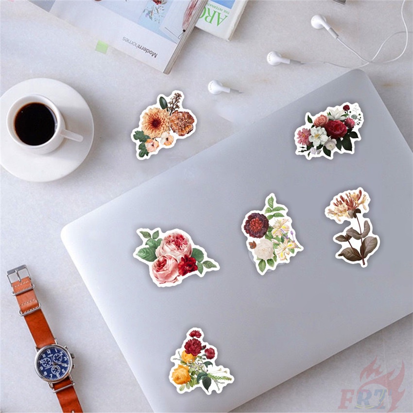 ❉ Miếng Dán Trang Trí Hình Hoa Phong Cách Vintage ❉ Bộ 40 Hình Dán Chống Thấm Nước Dùng Trang Trí Sổ Tay DIY