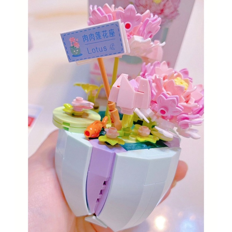 Đồ Chơi Lắp Ráp Mô Hình Chậu Hoa Bonsai Mini DIY Dành Cho Trẻ Em