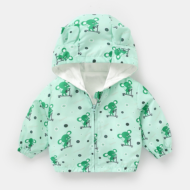 Áo Khoác Chống Nắng Thoáng Khí Có Khóa Kéo In Họa Tiết Khủng Long / Thỏ Dễ Thương Cho Bé 0-4 Tuổi