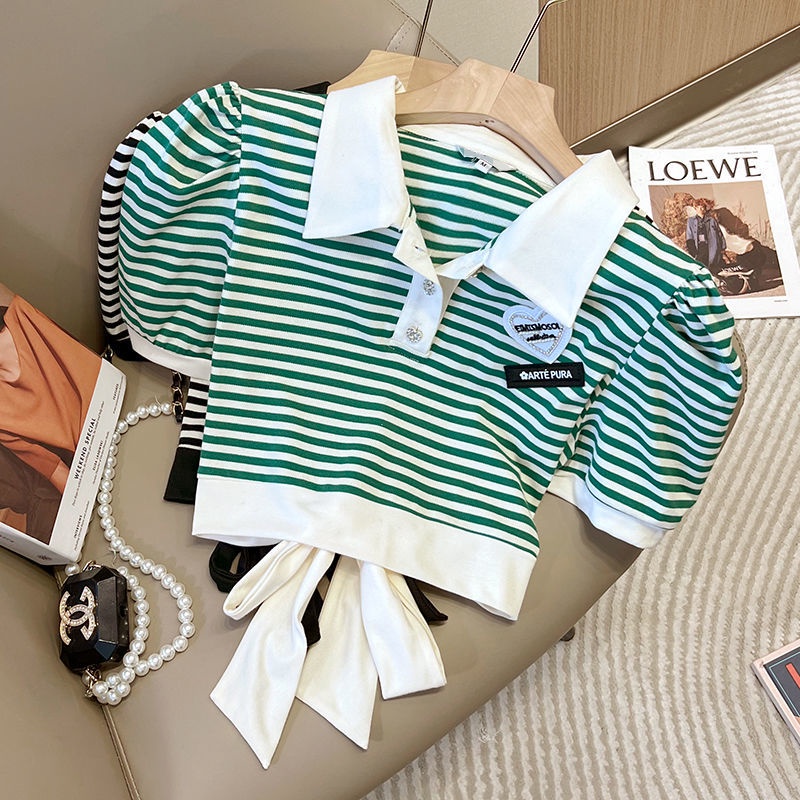 Áo Sơ Mi Kẻ Sọc Cổ Bẻ Phong Cách Hàn Quốc Cho Nữ