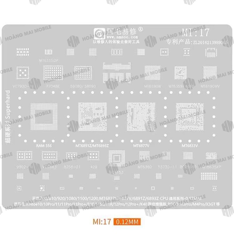 Vỉ làm chân Xiaomi hãng Amaoe full mã Mi11 đến Mi18