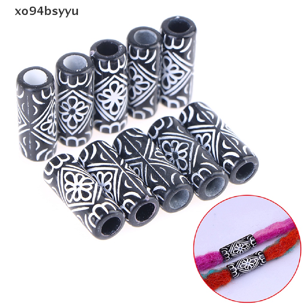 Set 10 Hạt Xo94Bsyu Màu Đen Tết Tóc / Râu Giả Bằng Acrylic Viking