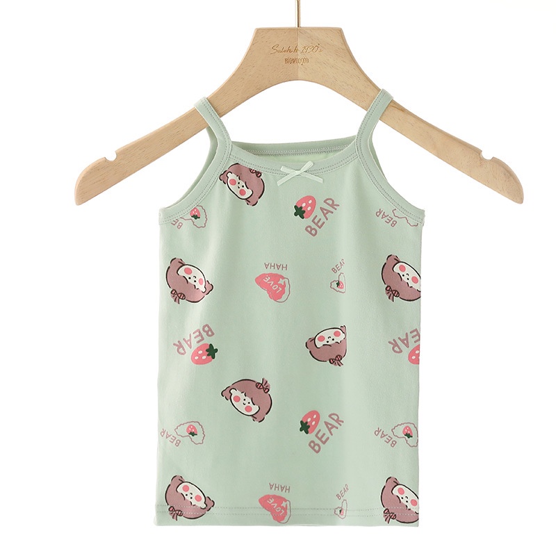 Áo Hai Dây 100-160cm Chất Liệu Cotton Mỏng Họa Tiết Hoạt Hình Cho Bé Gái