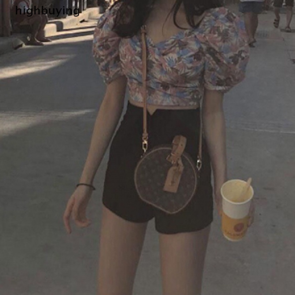 Quần Short Nữ Lưng Cao Màu Trơn Phong Cách Harajuku Đường Phố Mới