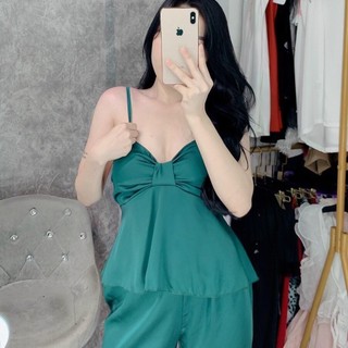 Bộ 2s quần dài lụa xước cao cấp rút nơ
