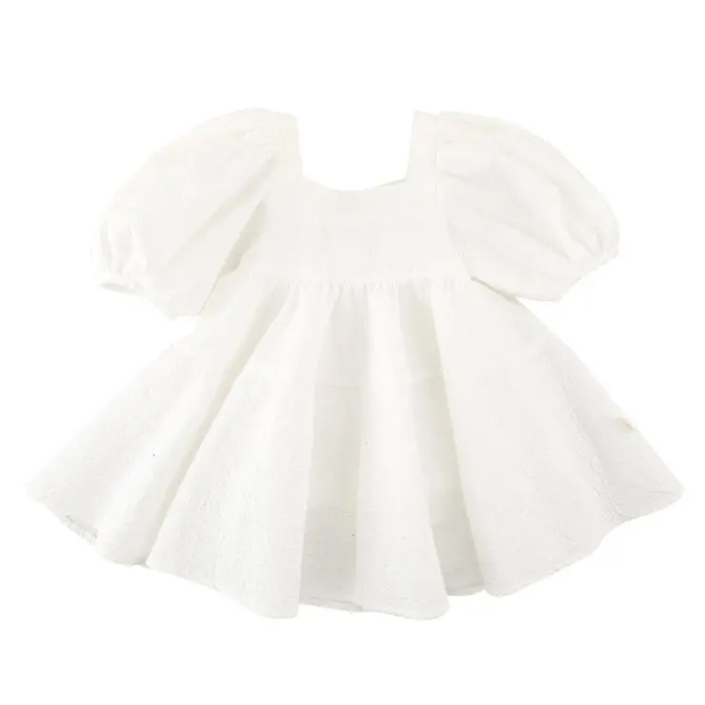BEAR LEADER Đầm Công Chúa Tay Phồng Màu Trơn Mẫu Mới 2023 Thời Trang Mùa Hè Cho Bé Gái 1-6 Tuổi