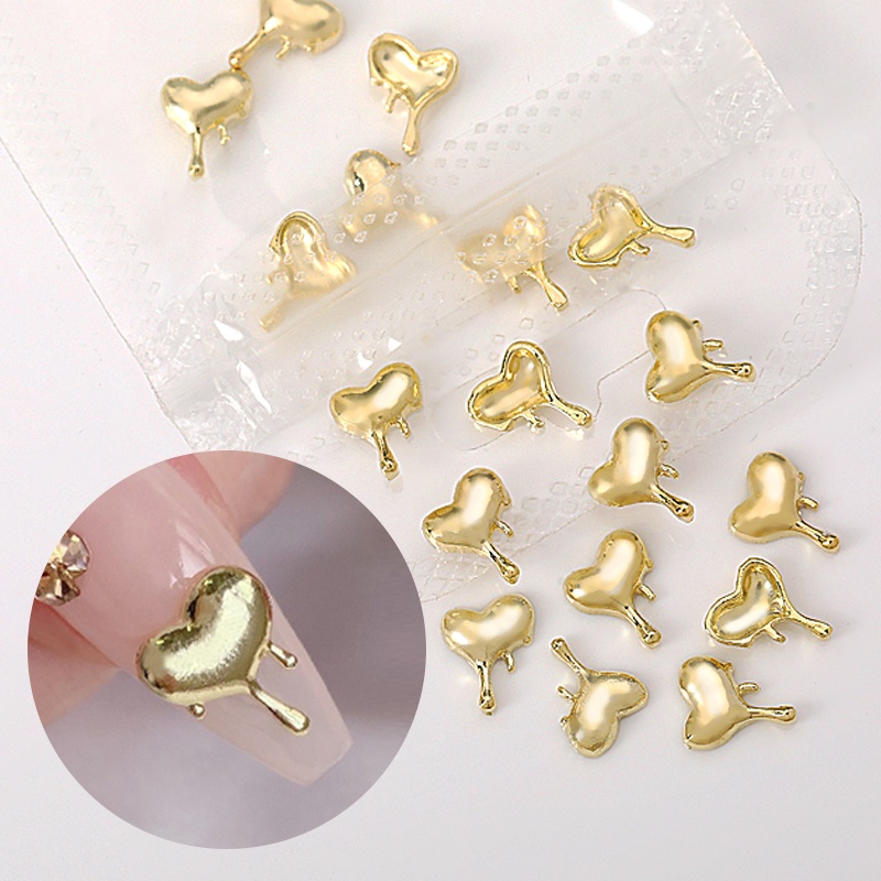 BORN PRETTY Set 10 Phụ Kiện Trang Trí Móng Tay 3D DIY Hình Trái Tim Xinh Xắn