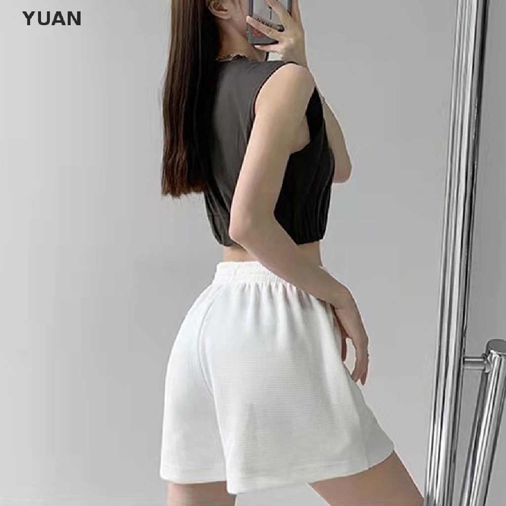 Quần short dệt kim CRLNHC TH ống rộng lưng cao phong cách harajuku thời trang mùa hè dành cho nữ