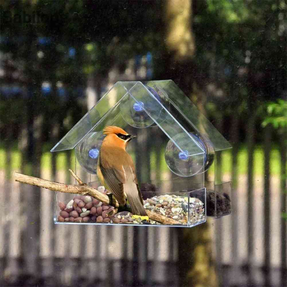 House Type Bird Feeder Acrylic Bird House Pet Feeder Transparent Pet Accessories