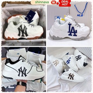 Giày thể thao  mlb đế nâu chunky đen nam nữ bản đẹp cao cấp giày mc mlb chữ la ny họa tiết la đế tách full box J250