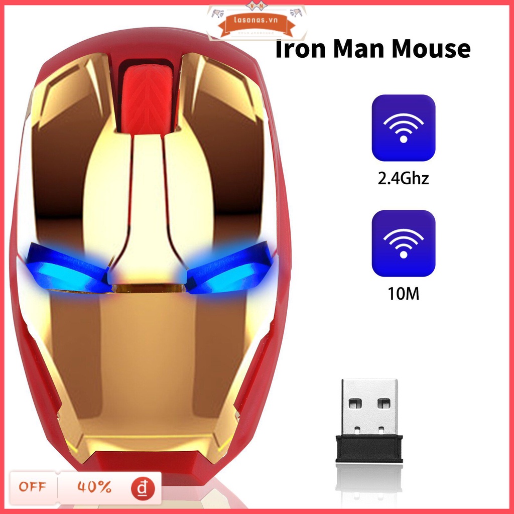 Chuột Iron Man Không Dây Cực Ngầu Chuột Quang Bấm Máy Tính Di Động Tiện Dụng 2.4G Bộ Thu Usb Cho Máy Vi Tính Máy Tính Xách Tay Mac Book