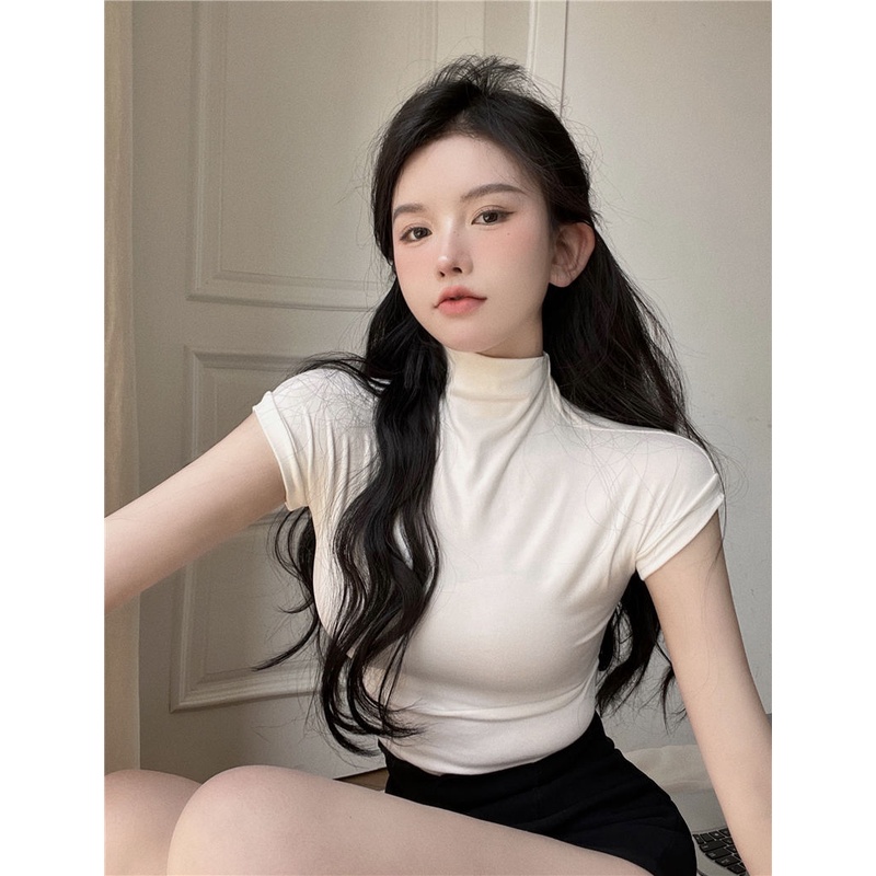Áo Thun Tay Ngắn Màu Trơn Dáng Ôm Thời Trang Mùa Hè Cho Nữ