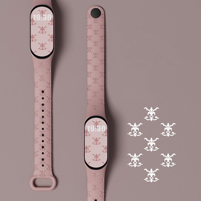 Dây Đeo Thay Thế Chất Liệu Silicon Hoạ Tiết Dập Nổi 3D Cho Xiaomi Mi Band 4 3 5 6 7 7 6 5 4