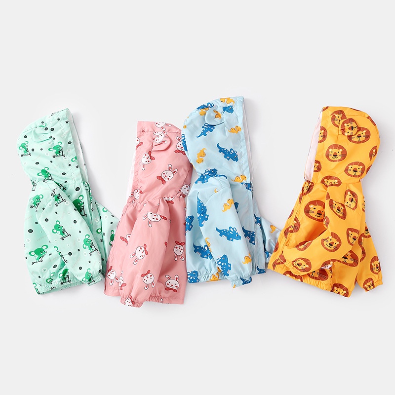 Áo Khoác Chống Nắng Thoáng Khí Có Khóa Kéo In Họa Tiết Khủng Long / Thỏ Dễ Thương Cho Bé 0-4 Tuổi