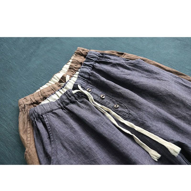 Băng Cotton Hậu Cung Quần Rời Mỏng Phong Cách Crop Quần Nữ Xuất Khẩu Sang Pháp Đuôi Hàng Giải Phóng Mặt Bằng Mùa Hè Mỏng Phong Cách Nhìn Mỏng Hơn Cotton Thường Ngày Phù Hợp Với