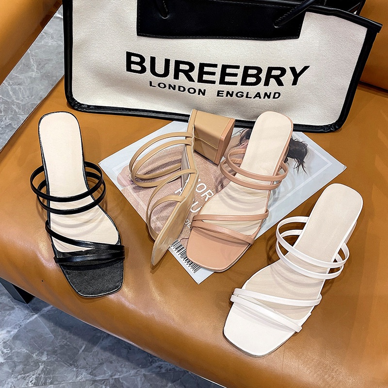 Xăng đan Cao Gót Dày Hai Quai Ngang Dành Cho Nữ-AA1083