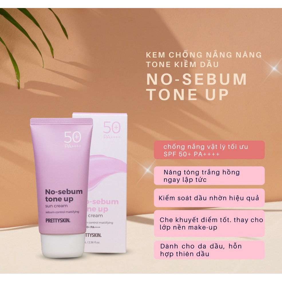 Kem Chống Nắng Nâng Tone, Kiềm Dầu Prettyskin 70ml