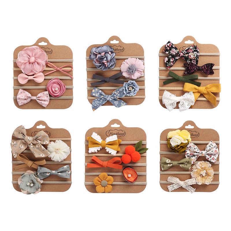 Set 5 Băng Đô Nơ In Hoa Dễ Thương Cho Bé Gái