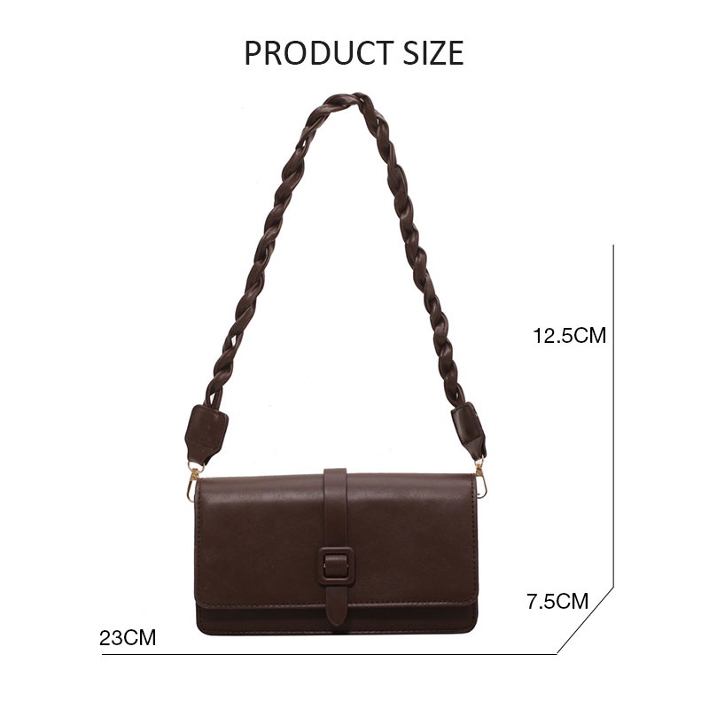 Mischa Túi Đeo Vai Hình Vuông Cỡ Nhỏ Bằng Da PU Màu Trơn Phong Cách retro Thời Trang Cao Cấp Dễ Phối Đồ