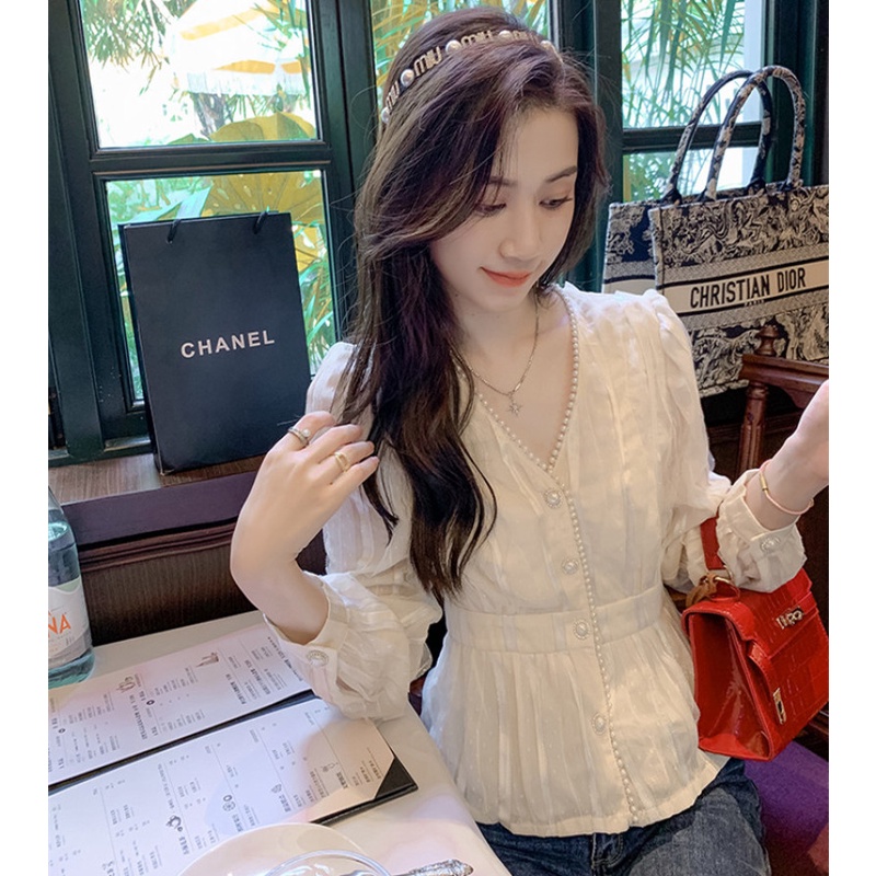 Áo Sơ Mi Chiffon Tay Dài Cổ Chữ V Thời Trang Dành Cho Nữ