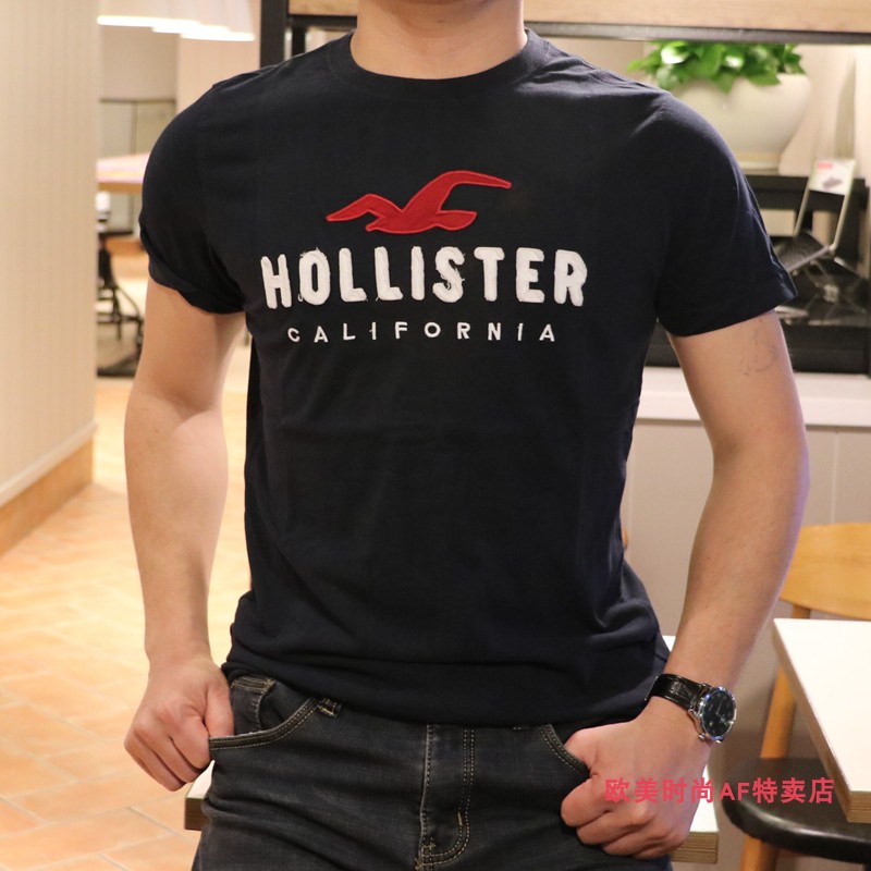Áo Thun Cotton Tay Ngắn In Chữ Hollister Cá Tính Cho Nam