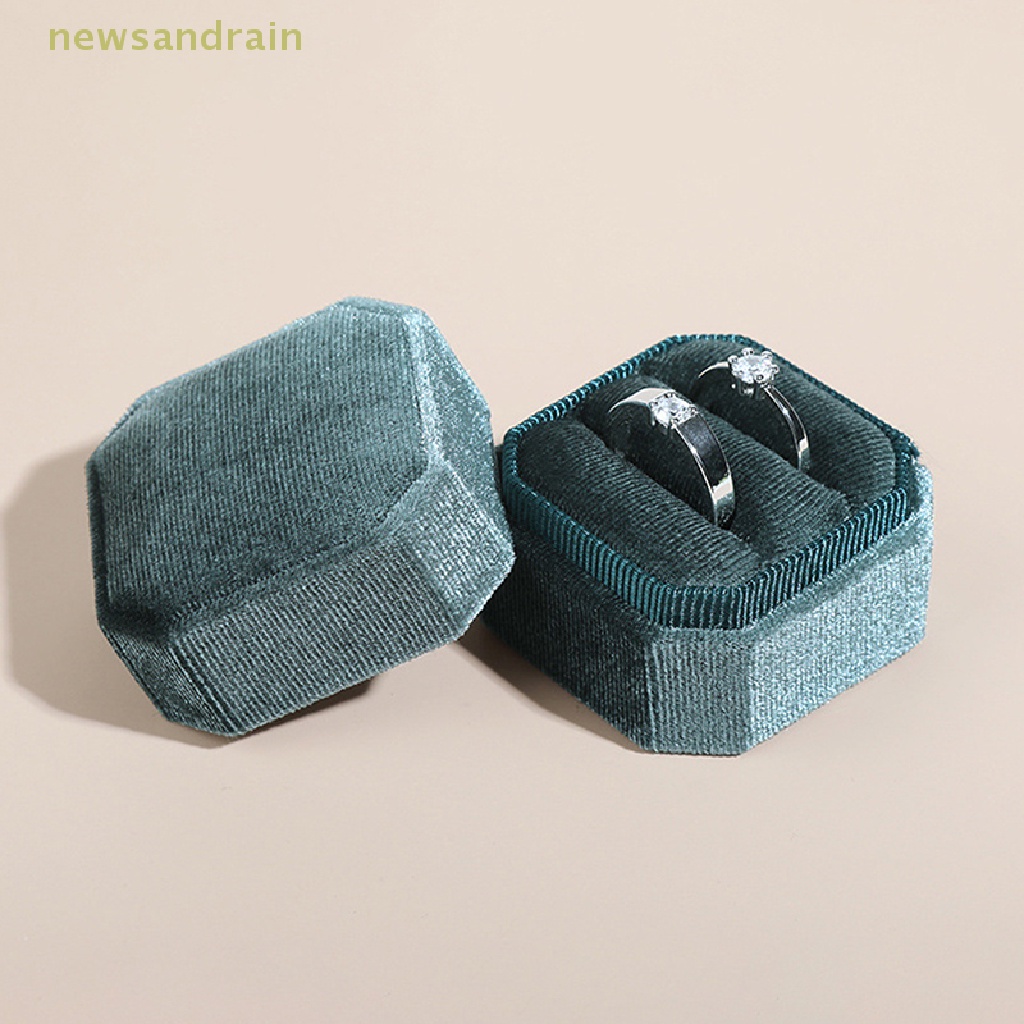 Hộp Đựng Trang Sức Hình Bát Giác Bằng Vải Nhung Kẻ