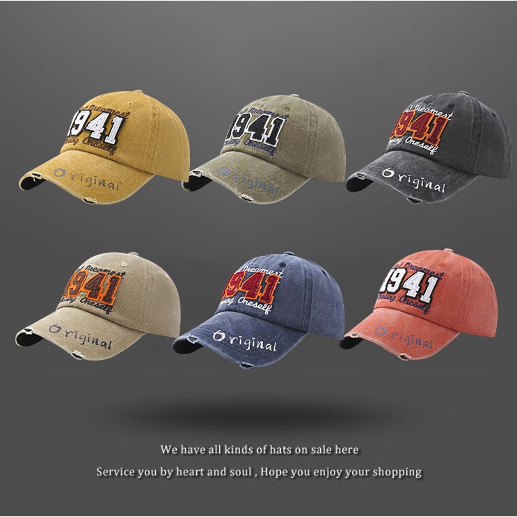 Mũ Lưỡi Trai Thêu Họa Tiết Phong Cách retro Hàn Quốc 1941