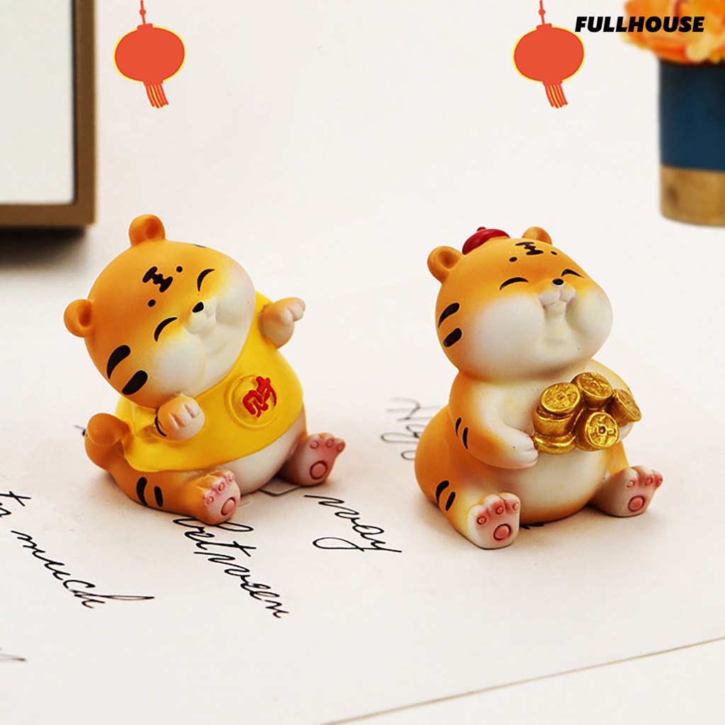 ☀Mô Hình Hổ Hoạt Hình Mini Bằng Nhựa Resin Để Bàn Trang Trí