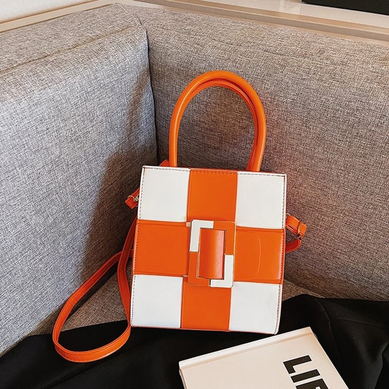 Túi Đeo Vai Họa Tiết Kẻ Sọc Màu Sắc Tương Phản Phong Cách Cổ Điển Thời Trang Cho Nữ