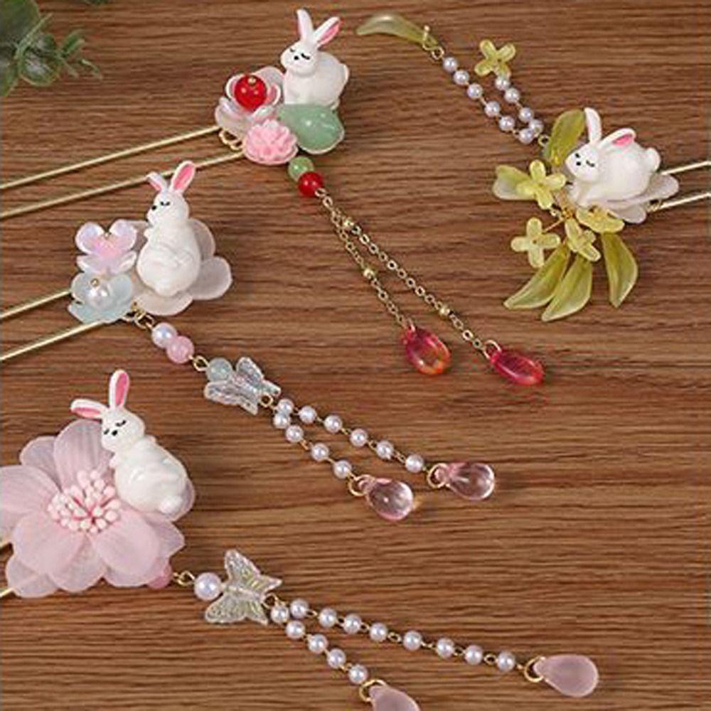Trâm Cài Tóc Phối Tua Rua Hình Chữ U Họa Tiết Bướm Phong Cách Trung Hoa Cổ Điển Dễ Thương Dành Cho Bạn Gái