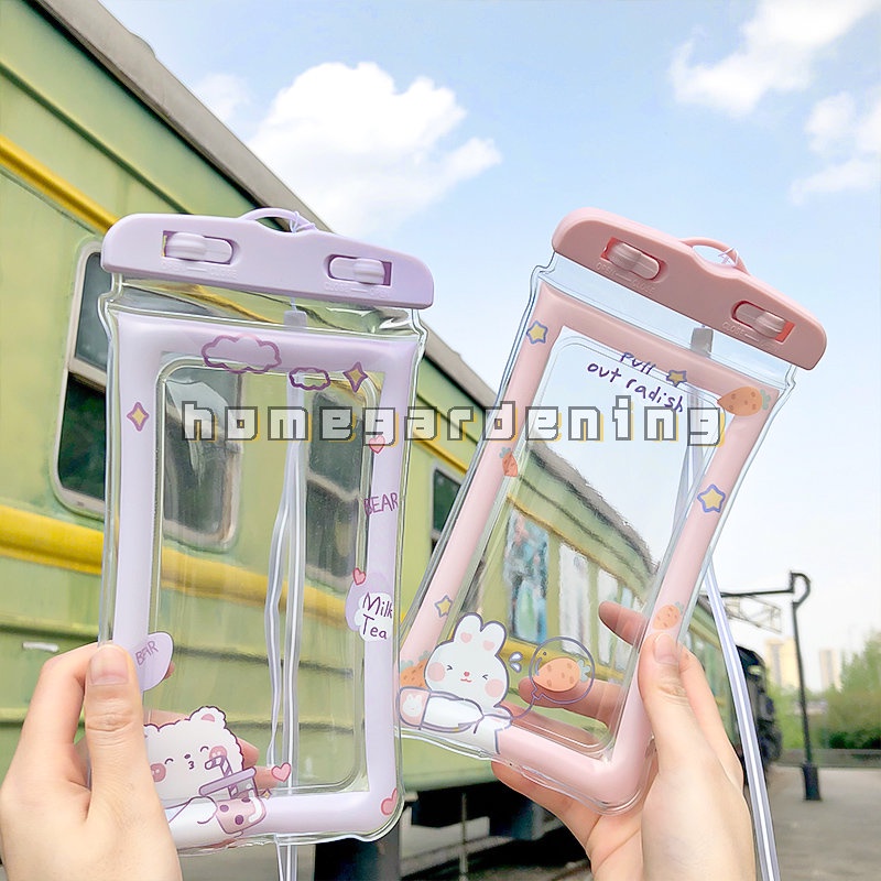 Túi Đựng Điện Thoại Di Động Trong Suốt Chống Nước Chống Sốc Họa Tiết Hoạt Hình Dễ Thương
