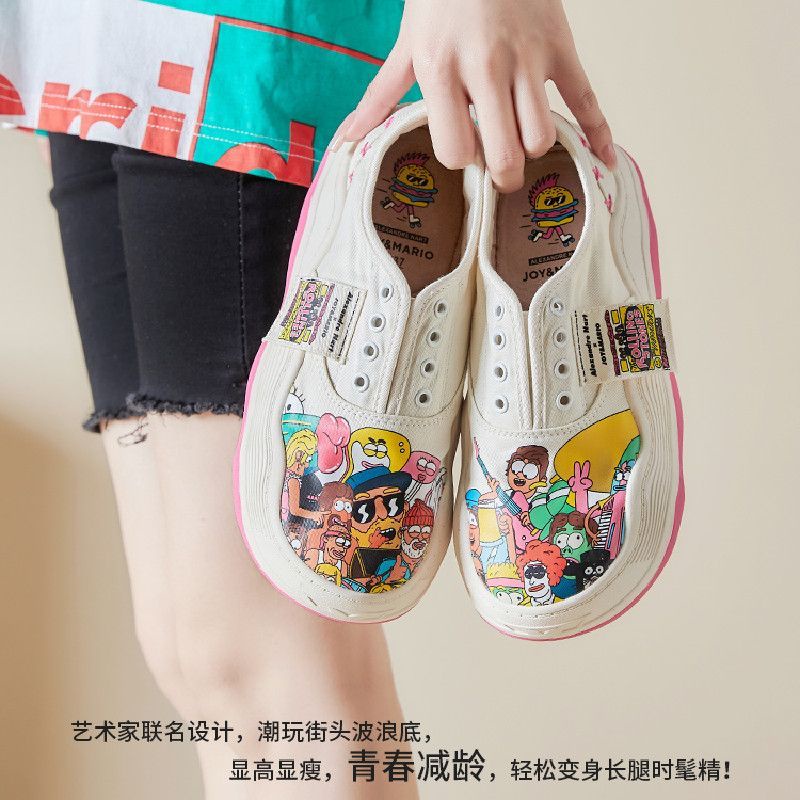 * * Gi Y bata v i Giày Lười canvas Đế Mềm Vẽ Tay Graffiti Mẫu Mới 2023 Mùa Xuân Mới Dành Cho Bạn Nữ