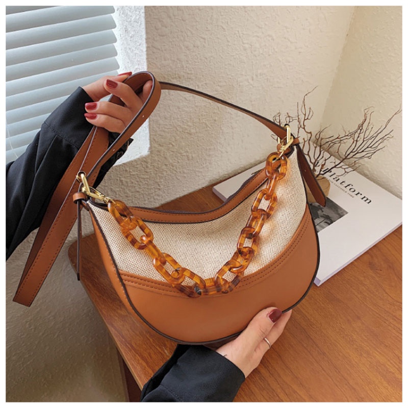 MISCHA Túi Đeo Chéo Dây Xích acrylic Màu Tương Phản Thời Trang Hàn Quốc Cho Nữ