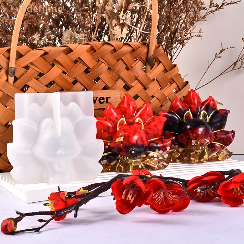 Khuôn Silicone Làm Đồ Trang Sức Nhựa Epoxy Resin 3D Hình Cáo Chín Đuôi DIY