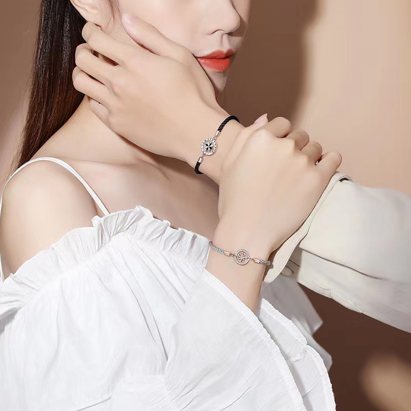 Vòng Đeo Tay Cặp Đôi Bằng Len Hình Ngôi Sao Khối Lập Phương Màu Sắc Đơn Giản Dành Cho Nam Và Nữ
