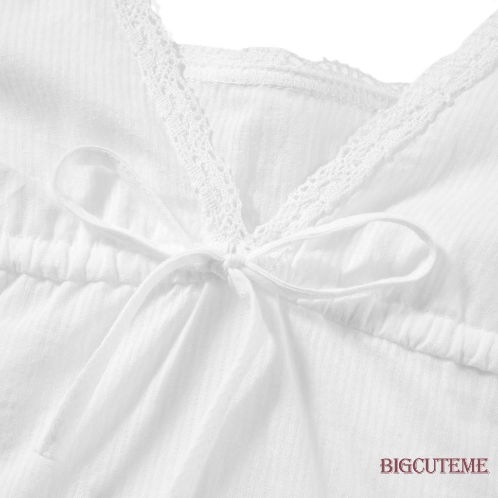 Áo Hai Dây Cổ Chữ V Phối Ren Đơn Giản Thời Trang Mùa Hè Cho Nữ