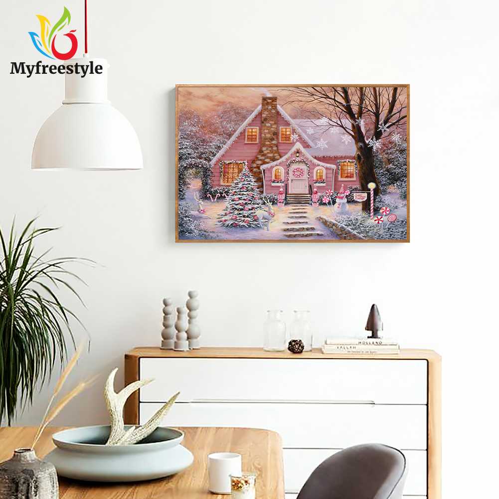 40*30cm Tranh Đính Đá Kim Cương Toàn Bộ Họa Tiết Giáng Sinh Diy