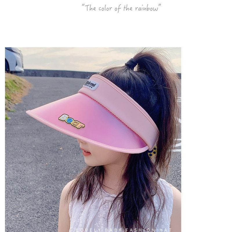 Mũ Chống Nắng Vành Rộng Không Chóp Có Thể Thay Đổi Màu Sắc Theo Nhiệt Độ Họa Tiết Hoạt Hình Dành Cho Bé Trai Bé Gái