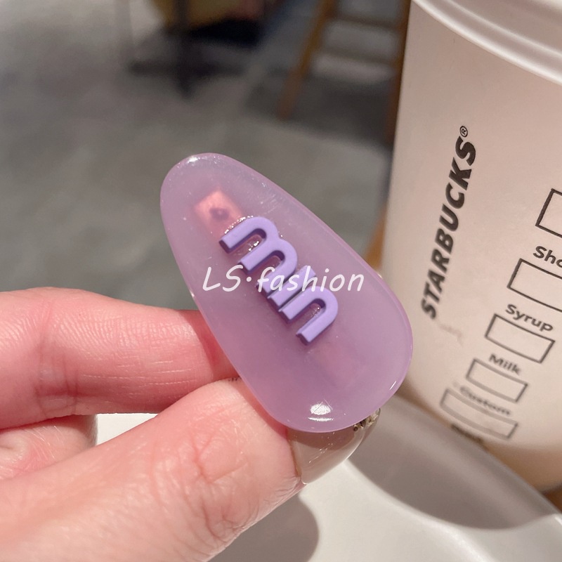 Kẹp Tóc Acrylic Màu Tím In Chữ Phong Cách Hàn Quốc Dễ Thương Dành Cho Nữ