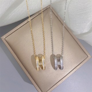 Vòng cổ thép titan đính đá mắt mèo đơn giản phong cách hàn quốc