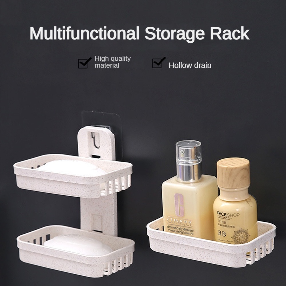 Khay Nhựa Hai Tầng Đựng Xà Phòng Có Giác Hút Gắn Tường Nhà Tắm