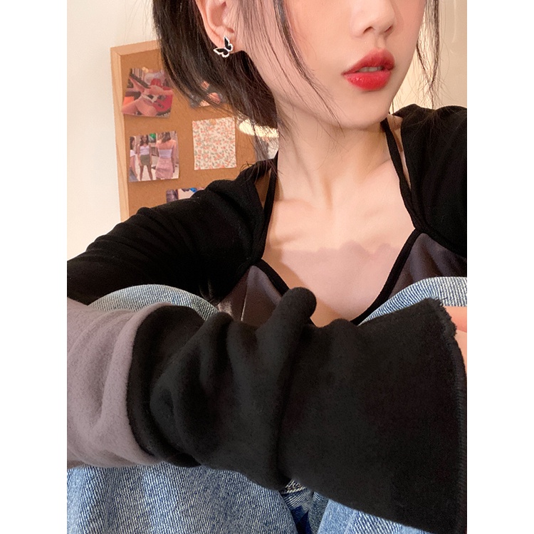 Khuyên Tai Hình Bướm Đen Đính Đá Sang Trọng Phong Cách Hàn Quốc